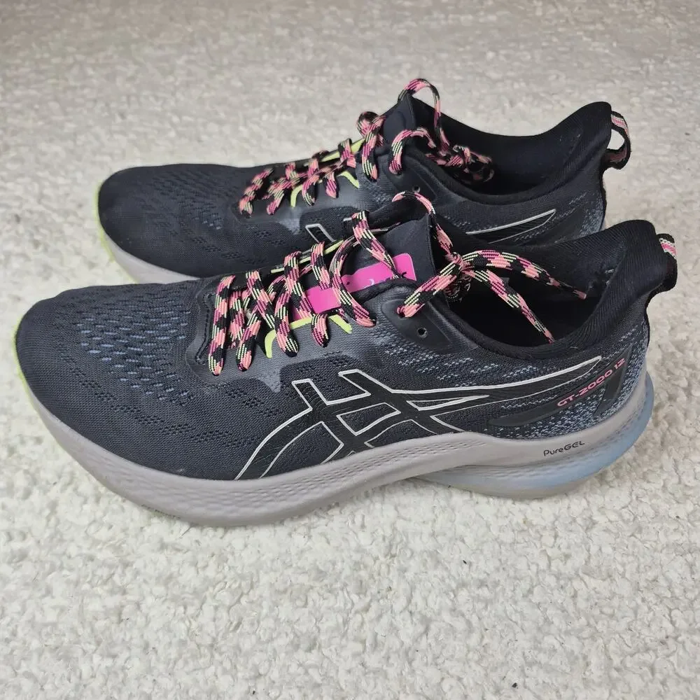 Asics GT-2000 12 Shoes Women's Size 9.5 Black Sneakers Running Athletic Jogging